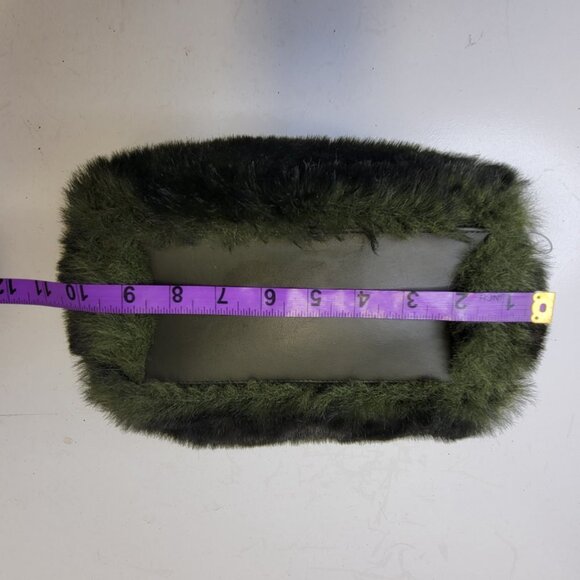 Green Fuzzy Faux Fur Rectangular Handbag - Picture 13 of 16